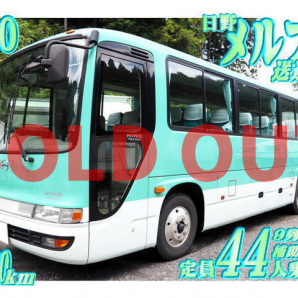 H.30(2018)年 日野 メルファ スーパーデラックス 中型送迎バス 44人乗り 総輪エアサス グリーン/ホワイト 走行10,924km